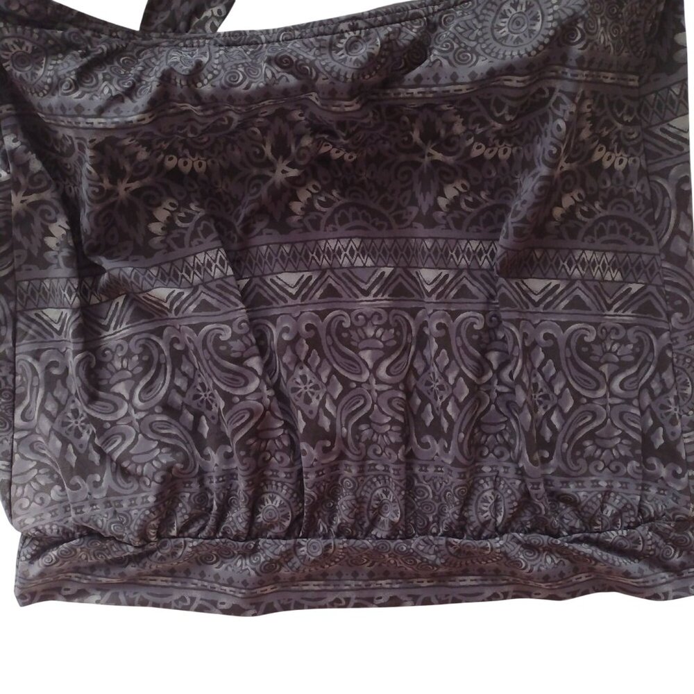 Lands End Tankini Top 12 NEW UPF 50 Relaxed Fit Gray Print Swimwear w Coverage - Picture 7 of 9